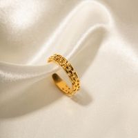 Ins Style Simple Style Solid Color Mesh Stainless Steel Plating Braid 18k Gold Plated Open Ring main image 3