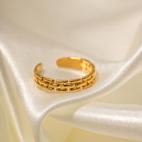 Ins Style Simple Style Solid Color Mesh Stainless Steel Plating Braid 18k Gold Plated Open Ring main image 5