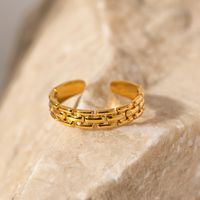 Ins Style Simple Style Solid Color Mesh Stainless Steel Plating Braid 18k Gold Plated Open Ring main image 1