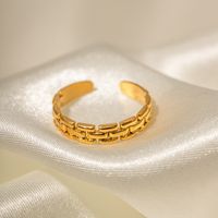 Ins Style Simple Style Solid Color Mesh Stainless Steel Plating Braid 18k Gold Plated Open Ring main image 4