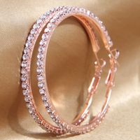 Shiny Round Alloy Inlay Rhinestones Women's Hoop Earrings sku image 1