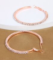 Shiny Round Alloy Inlay Rhinestones Women's Hoop Earrings main image 3