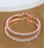 Shiny Round Alloy Inlay Rhinestones Women's Hoop Earrings main image 2