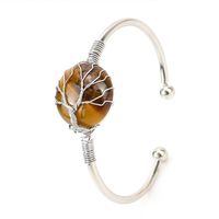 Simple Style Round Artificial Crystal Natural Stone Copper Handmade Bangle sku image 5