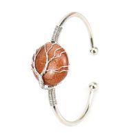 Simple Style Round Artificial Crystal Natural Stone Copper Handmade Bangle sku image 10