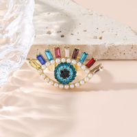 Retro Cool Style Devil's Eye Alloy Inlay Artificial Pearls Rhinestones Women's Open Ring main image 4