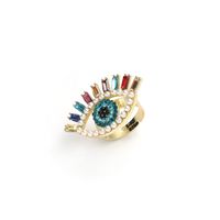 Retro Cool Style Devil's Eye Alloy Inlay Artificial Pearls Rhinestones Women's Open Ring main image 3