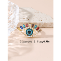 Retro Cool Style Devil's Eye Alloy Inlay Artificial Pearls Rhinestones Women's Open Ring main image 2