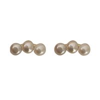 Casual Simple Style Round Imitation Pearl Metal Plating Inlay Pearl Women's Ear Studs main image 3