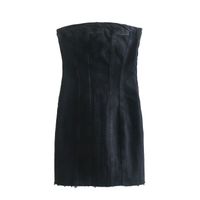 Women's Denim Dress Sexy Boat Neck Sleeveless Solid Color Above Knee Street main image 4