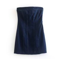 Women's Denim Dress Sexy Boat Neck Sleeveless Solid Color Above Knee Street main image 2