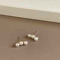 Casual Simple Style Round Imitation Pearl Metal Plating Inlay Pearl Women's Ear Studs main image 4