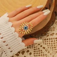 Casual Ethnic Style Devil's Eye Alloy Inlay Pearl Women's Open Ring main image 1