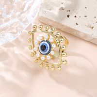Casual Ethnic Style Devil's Eye Alloy Inlay Pearl Women's Open Ring main image 5