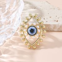Casual Ethnic Style Devil's Eye Alloy Inlay Pearl Women's Open Ring main image 4