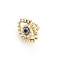 Casual Ethnic Style Devil's Eye Alloy Inlay Pearl Women's Open Ring main image 3