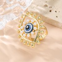 Casual Ethnic Style Devil's Eye Alloy Inlay Pearl Women's Open Ring main image 2