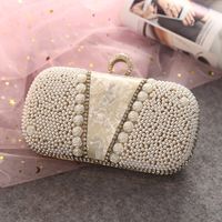 Polyester Flower Pearls Square Evening Bags sku image 1