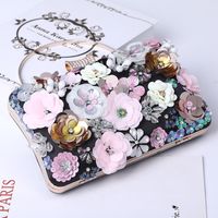 Satin Flower Beading Square Evening Bags sku image 1