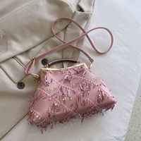 Women's Medium Summer Flannel Solid Color Basic Square Lock Clasp Evening Bag sku image 1