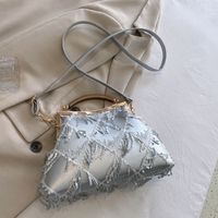 Women's Medium Summer Flannel Solid Color Basic Square Lock Clasp Evening Bag sku image 4