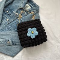 Women's Small Nylon Color Block Flower Streetwear Square Zipper Shoulder Bag Handbag Crossbody Bag sku image 1