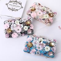 Satin Flower Beading Square Evening Bags main image 6