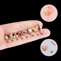 1 Piece Ear Cartilage Rings & Studs Casual Heart Shape 316 Stainless Steel  Copper Plating Inlay Zircon main image 1