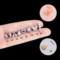 1 Piece Ear Cartilage Rings & Studs Casual Heart Shape 316 Stainless Steel  Copper Plating Inlay Zircon main image 4