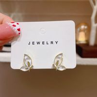 Sweet Heart Shape Bow Knot Alloy Plating Inlay Artificial Gemstones Women's Ear Studs main image 4