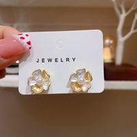 Sweet Heart Shape Bow Knot Alloy Plating Inlay Artificial Gemstones Women's Ear Studs sku image 7
