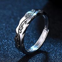 Retro Solid Color Copper Plating Silver Plated Rings main image 4