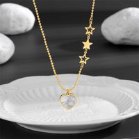 Titanium Steel 18K Gold Plated Sweet Inlay Star Heart Shape Acrylic Pendant Necklace main image 1