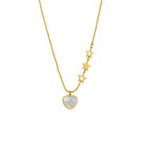 Titanium Steel 18K Gold Plated Sweet Inlay Star Heart Shape Acrylic Pendant Necklace main image 5