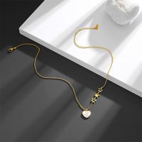Titanium Steel 18K Gold Plated Sweet Inlay Star Heart Shape Acrylic Pendant Necklace main image 3
