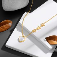 Titanium Steel 18K Gold Plated Sweet Inlay Star Heart Shape Acrylic Pendant Necklace main image 2