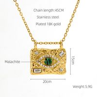304 Stainless Steel 18K Gold Plated INS Style Casual Plating Inlay Devil'S Eye Malachite Rhinestones Pendant Necklace sku image 1