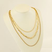 304 Stainless Steel 18K Gold Plated Casual Simple Style Layered Plating Solid Color Titanium Steel Layered Necklaces main image 1