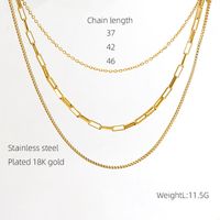 304 Stainless Steel 18K Gold Plated Casual Simple Style Layered Plating Solid Color Titanium Steel Layered Necklaces sku image 1