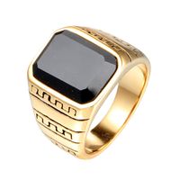 Hip-hop Rock Streetwear Geometric Stainless Steel Inlay Artificial Gemstones Men's Wide Band Ring main image 4