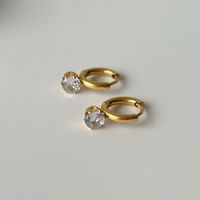 1 Paar Dame Geometrisch Titan Stahl Überzug Inlay Künstliche Edelsteine 18 Karat Vergoldet Ohrringe sku image 1