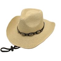 Women's Vacation Beach Solid Color Wide Eaves Straw Hat sku image 2