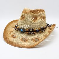 Men's Retro Solid Color Flat Eaves Straw Hat main image 1
