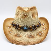 Men's Retro Solid Color Flat Eaves Straw Hat main image 4