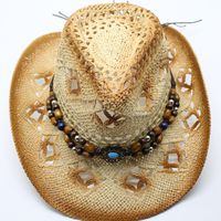 Men's Retro Solid Color Flat Eaves Straw Hat main image 5