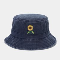 Women's Basic Sunflower Embroidery Big Eaves Bucket Hat sku image 5