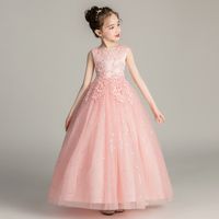 Princess Solid Color Patchwork Polyester Girls Dresses main image 2