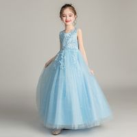 Princess Solid Color Patchwork Polyester Girls Dresses main image 4