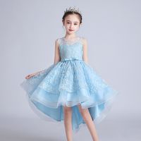 Princess Solid Color Polyester Girls Dresses main image 2