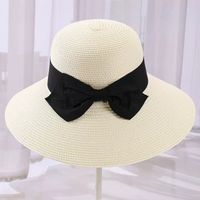 Women's Vacation Solid Color Bowknot Big Eaves Straw Hat sku image 7